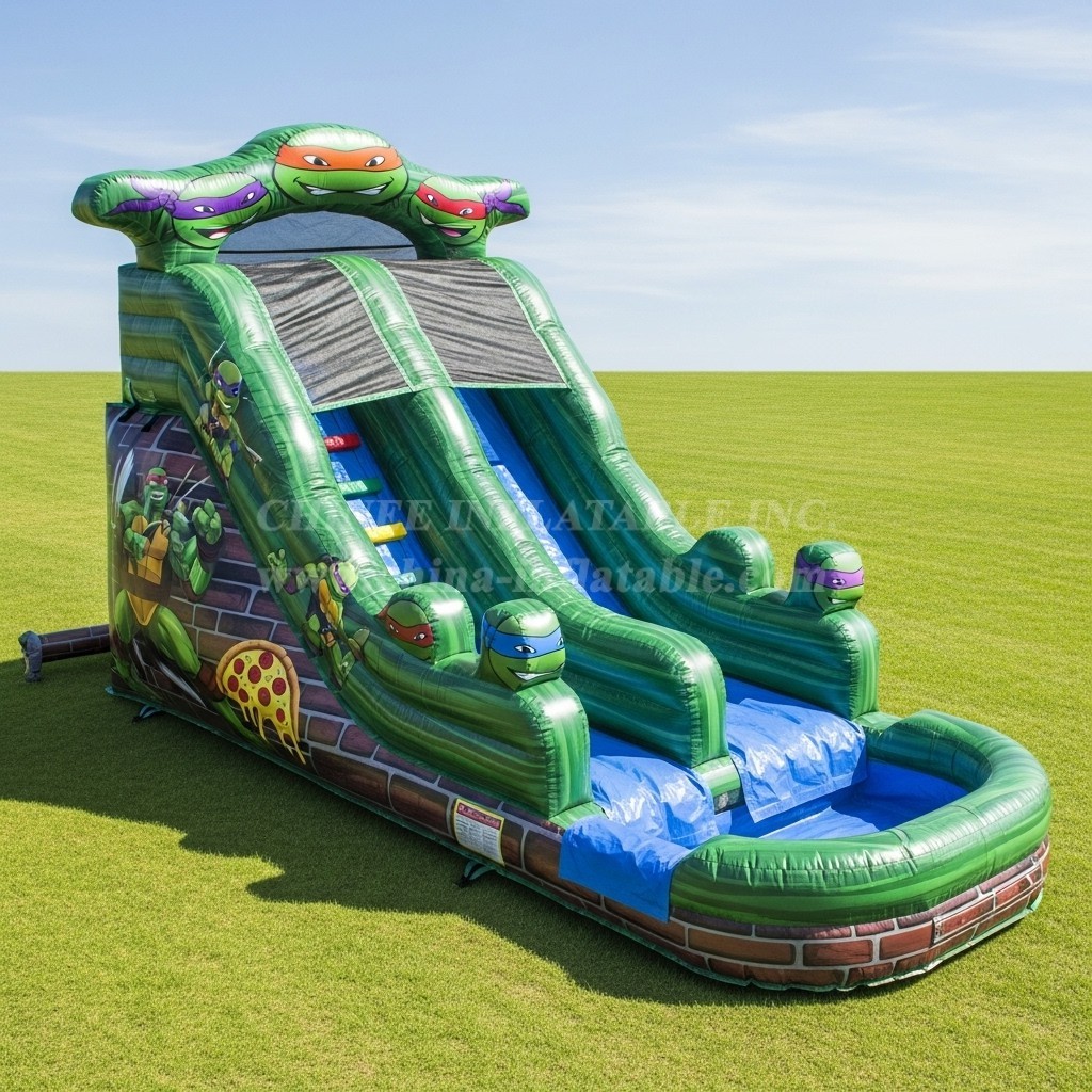 T8-7370 Ninja Turtles Theme Inflatable Water Slide