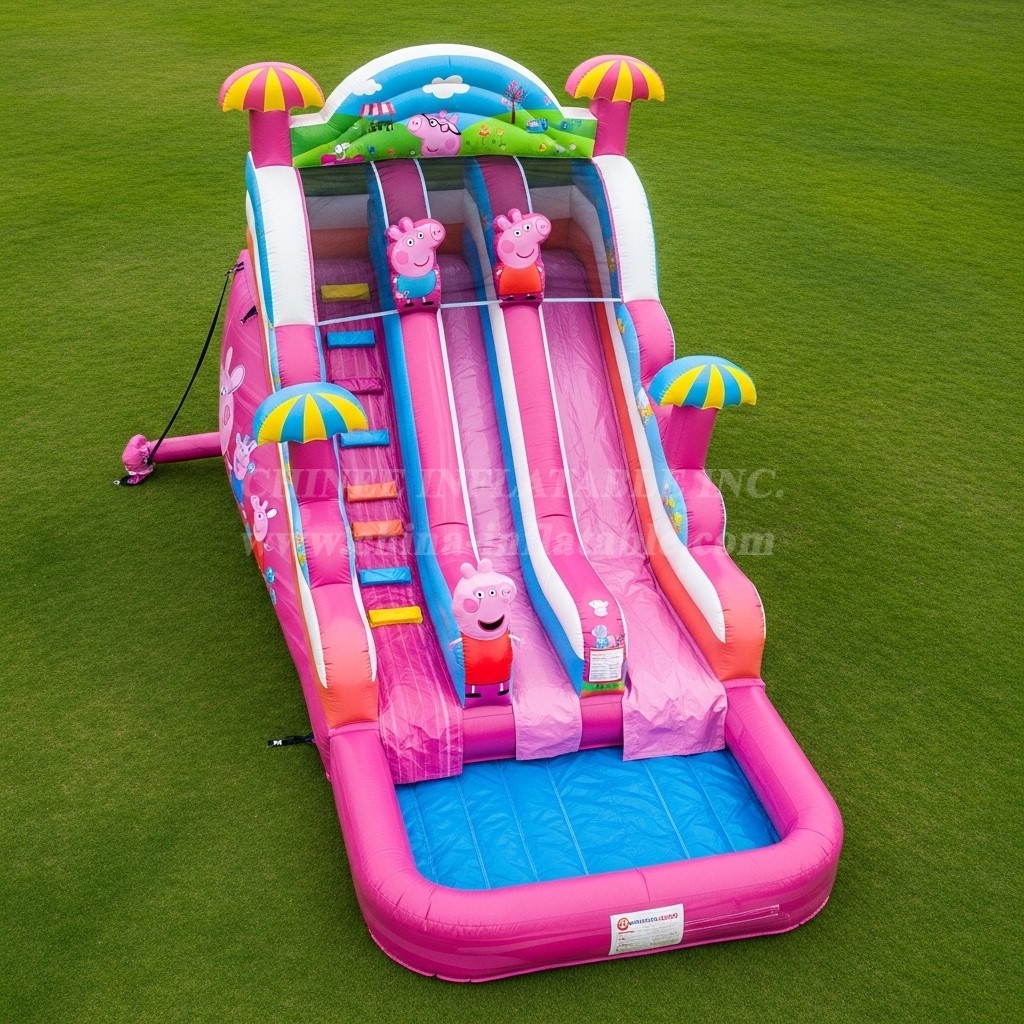 T8-7388 Peppa Pig Theme Inflatable Water Slide
