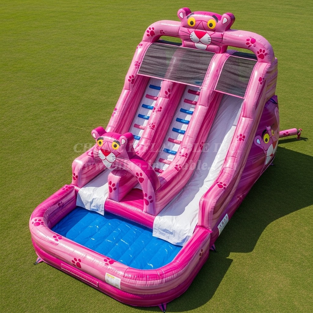 T8-7391 Pink Panther Theme Inflatable Water Slide