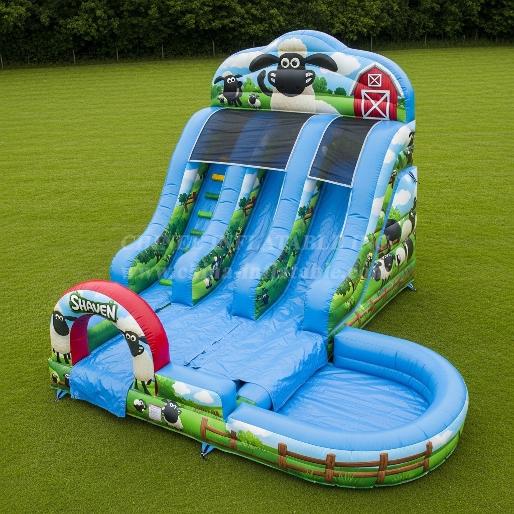 T8-7443 Shaun the Sheep Theme Inflatable Water Slide