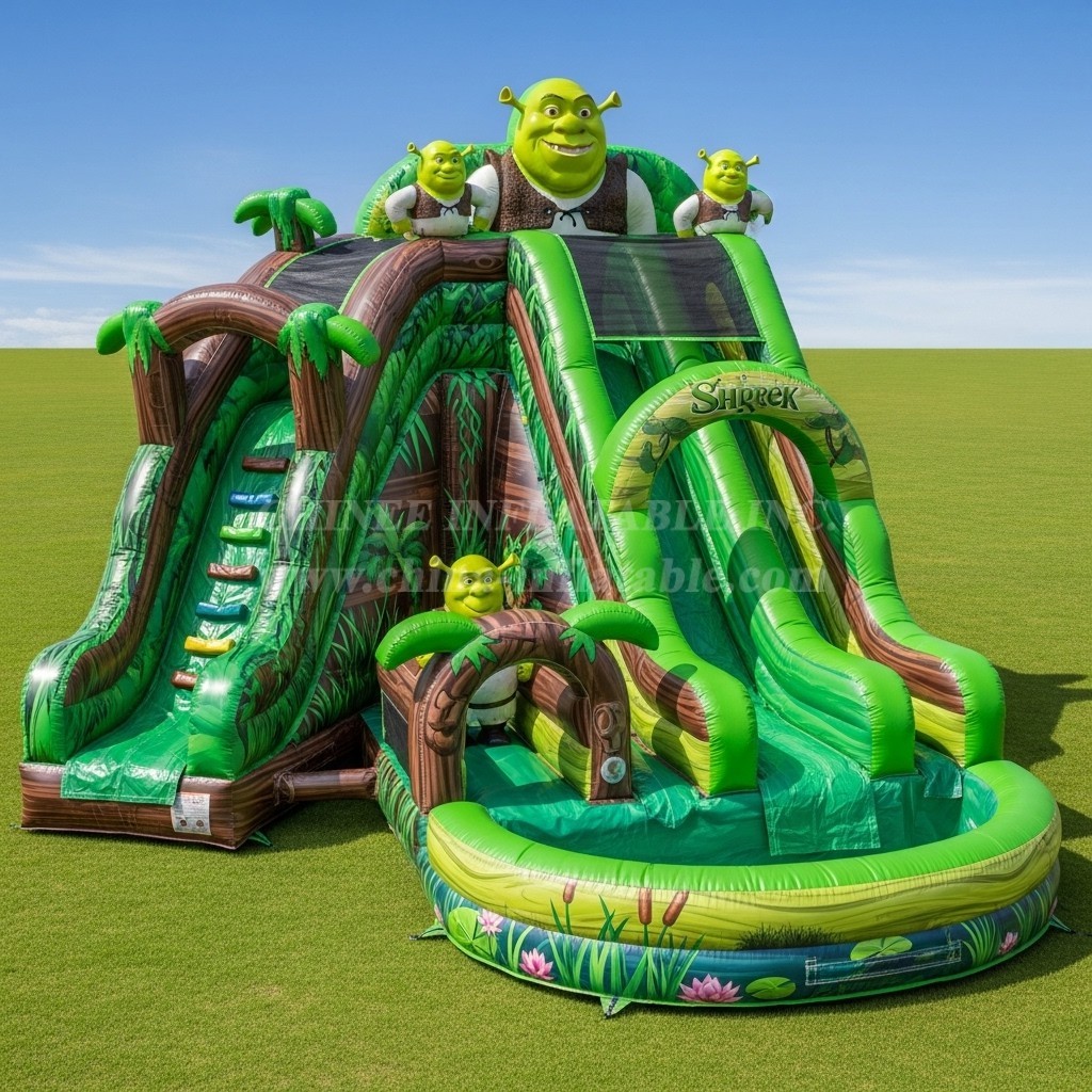 T8-7459 Shrek Theme Inflatable Water Slide