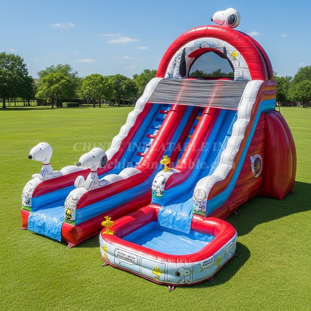 T8-7468 Snoopy Theme Inflatable Water Slide