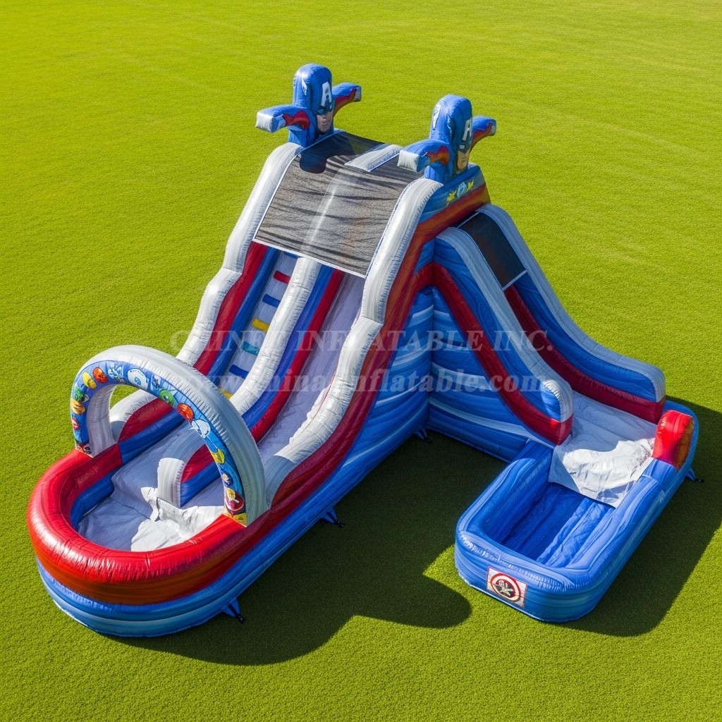 T8-7498 Superhero Theme Inflatable Water Slide