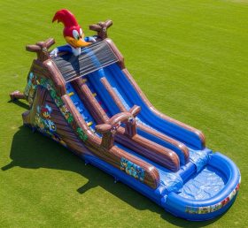 T8-7608 Woody Woodpecker Theme Inflatable Water Slide