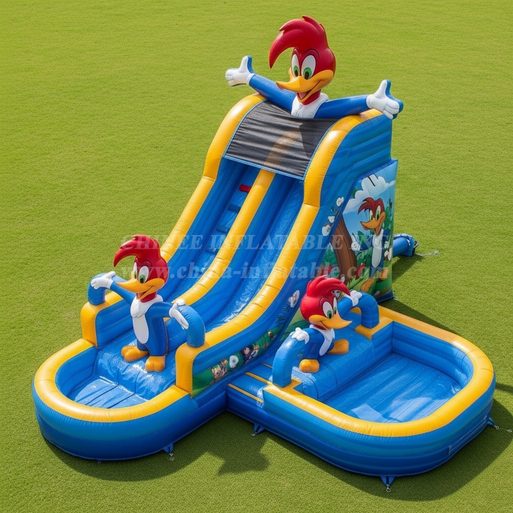 T8-7611 Woody Woodpecker Theme Inflatable Water Slide