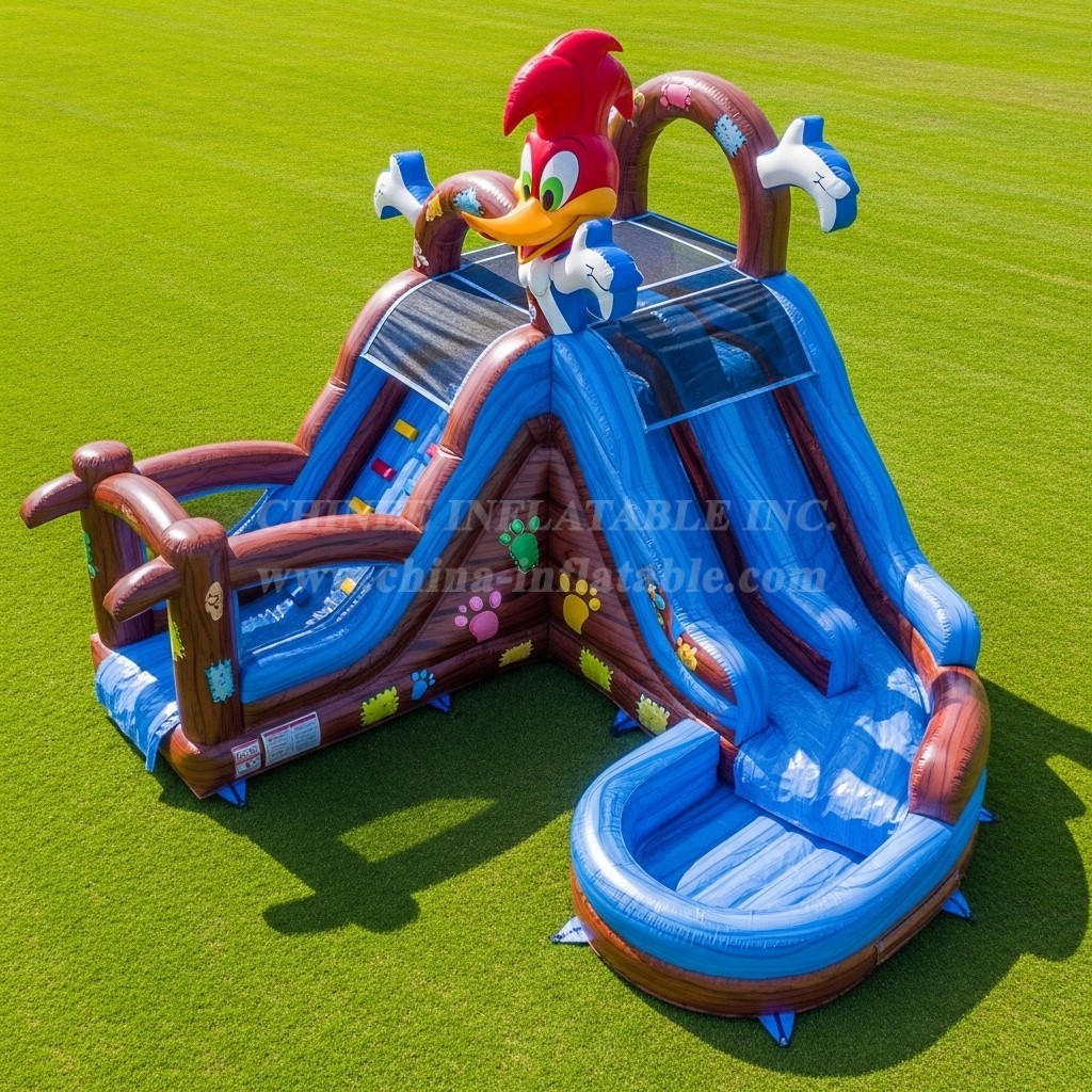 T8-7612 Woody Woodpecker Theme Inflatable Water Slide