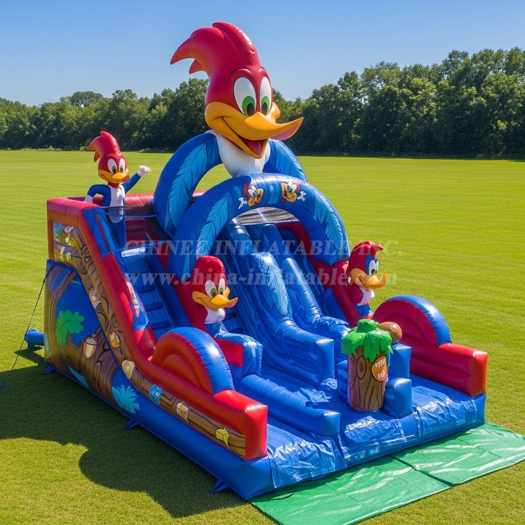 T8-7613 Woody Woodpecker Theme Inflatable Water Slide