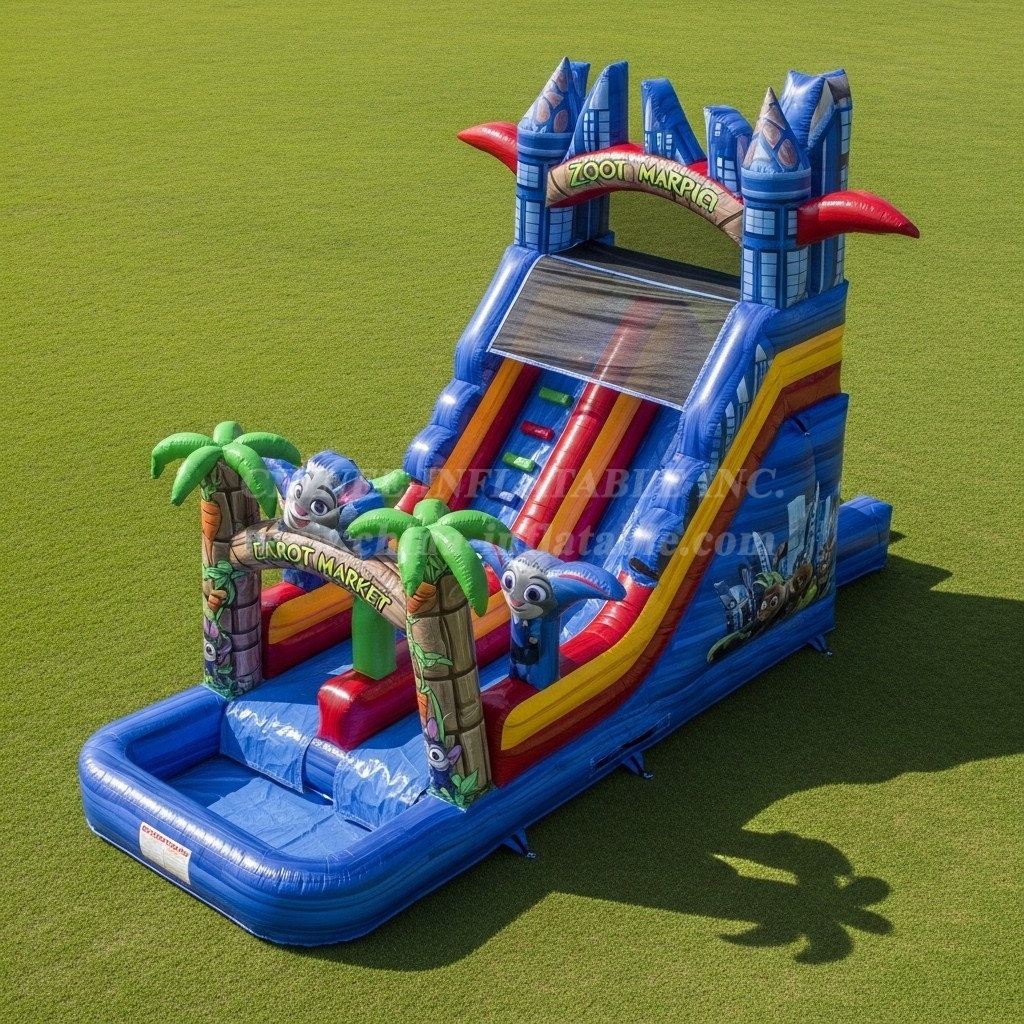 T8-7619 Zootopia Theme Inflatable Water Slide