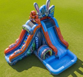 T8-7621 Zootopia Theme Inflatable Water Slide