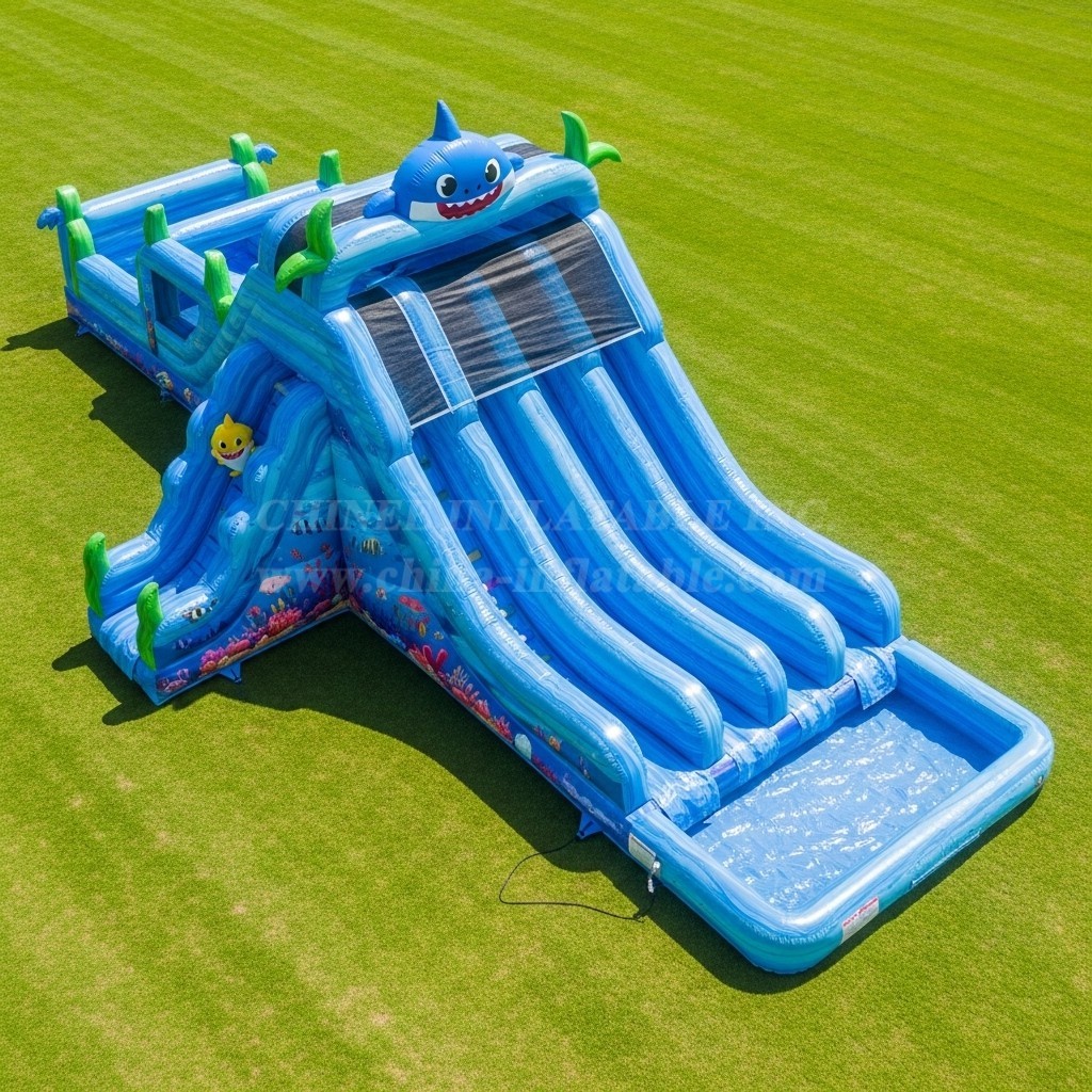 T8-9207 Baby Shark Inflatable Water Slide