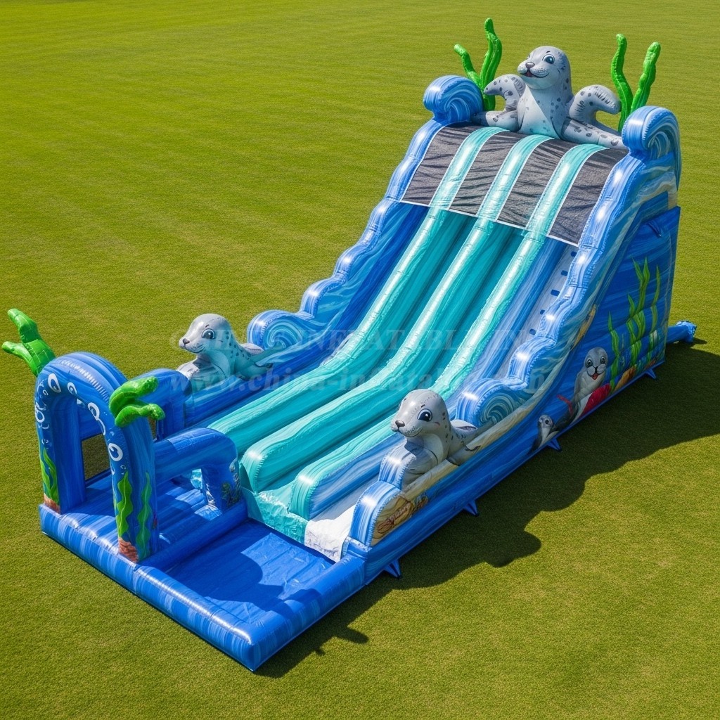 T8-9246 Seal Theme Inflatable Water Slide