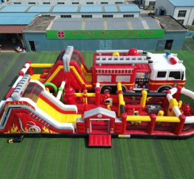 CR2-383 Firetruck Theme Challenging Run Giant Inflatable Obstacle Courses