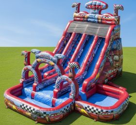 T8-9279 Cars Theme Inflatable Water Slide